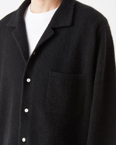 COOHEM (コーヘン) 13-214-032 CASHMERE STRIPE SHIRT / カシミヤ ニットシャツ カーディガン