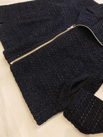 COOHEM 青 ニットツイードライダース ジャケット COOHEM (コーヘン) 13-254-014 BASIC TWEED VELVET Rider's