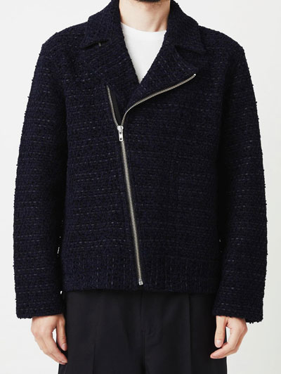 新品　COOHEM　コーヘン　ソリッドツイードジャケット　M　ブラック COOHEM (コーヘン) 13-254-014 BASIC TWEED VELVET Rider's JACKET